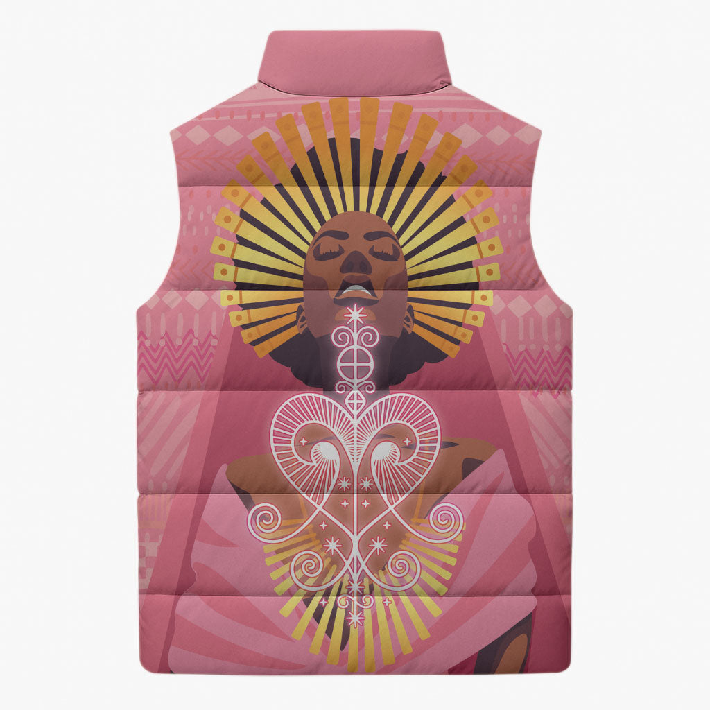 Afro Vodou Erzulie Freda Goddess Sleeveless Puffer Jacket