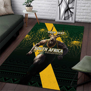 Personalised South Africa Rugby Area Rug Proud Bokke We Are Champions