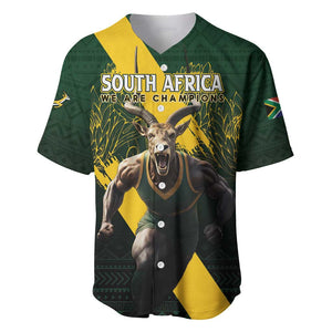 Personalised South Africa Rugby Baseball Jersey Proud Bokke We Are Champions