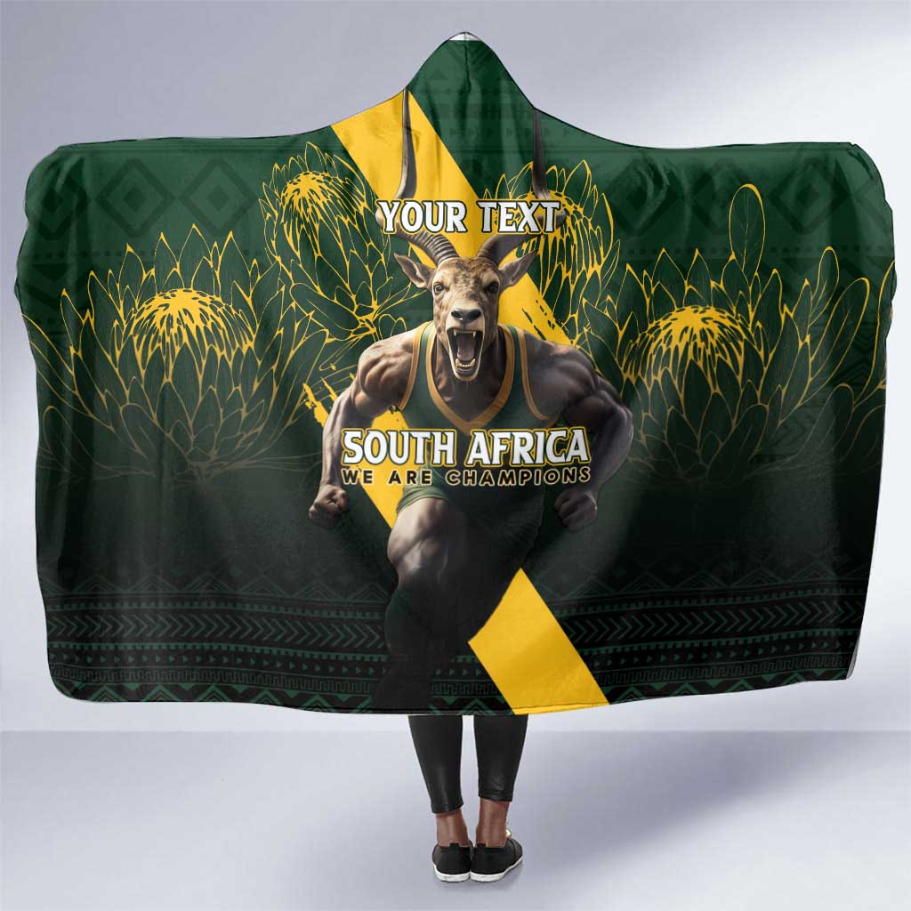 Personalised South Africa Rugby Hooded Blanket Proud Bokke We Are Champions