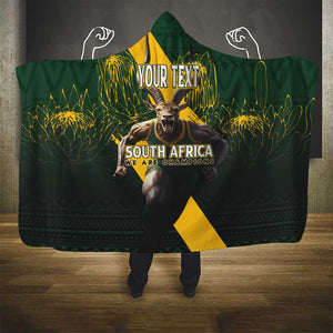 Personalised South Africa Rugby Hooded Blanket Proud Bokke We Are Champions