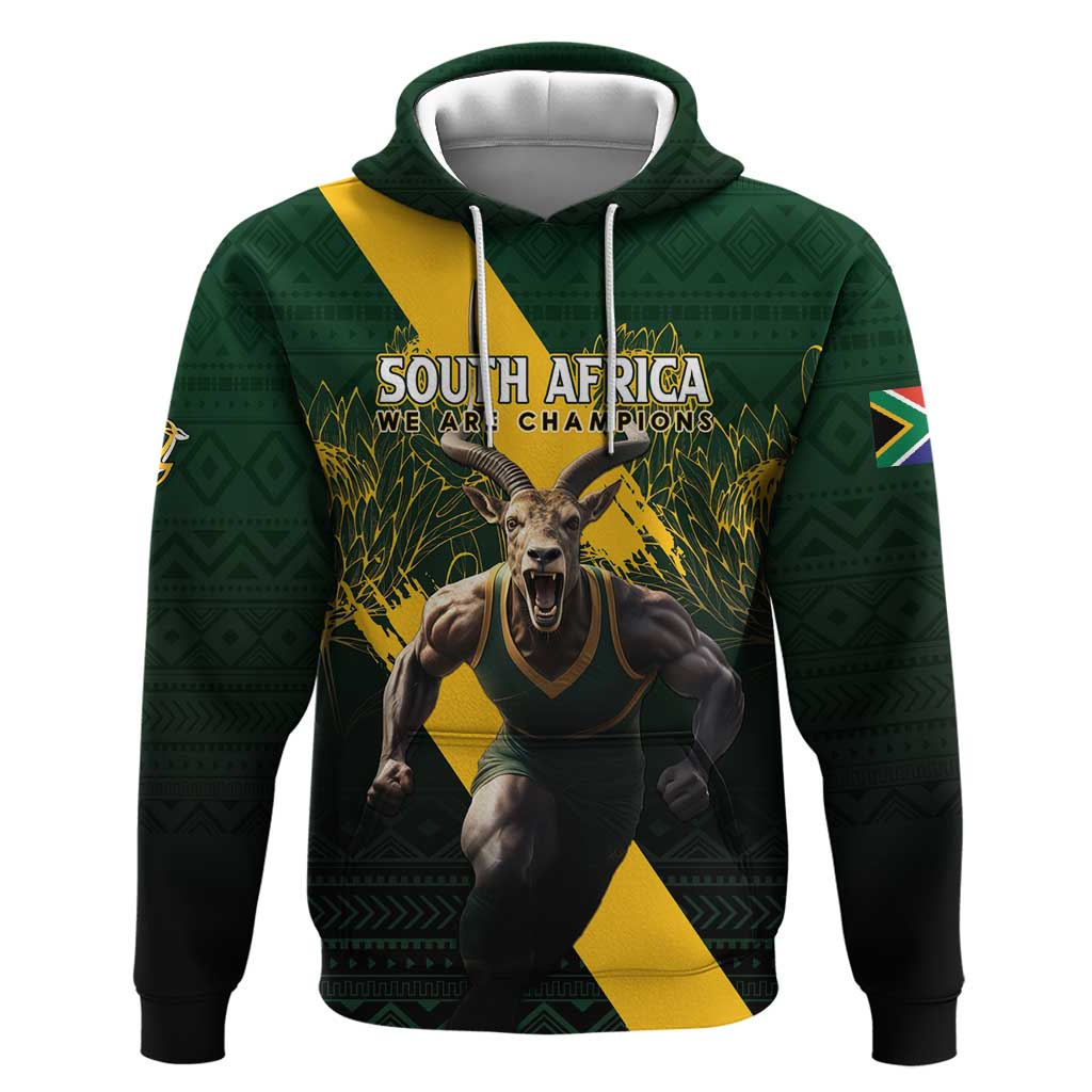 Personalised South Africa Rugby Hoodie Proud Bokke We Are Champions