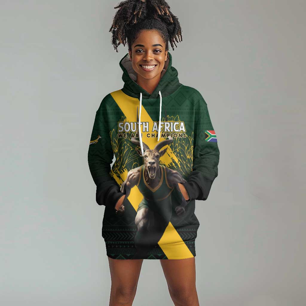 Personalised South Africa Rugby Hoodie Dress Proud Bokke We Are Champions