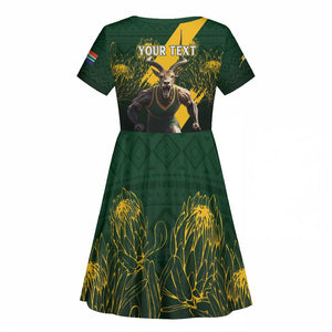 Personalised South Africa Rugby Kid Short Sleeve Dress Proud Bokke We Are Champions