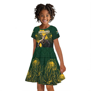 Personalised South Africa Rugby Kid Short Sleeve Dress Proud Bokke We Are Champions