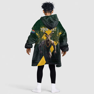 Personalised South Africa Rugby Kid Wearable Blanket Hoodie Proud Bokke We Are Champions LT7