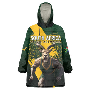 Personalised South Africa Rugby Kid Wearable Blanket Hoodie Proud Bokke We Are Champions LT7