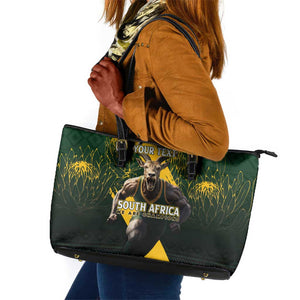 Personalised South Africa Rugby Leather Tote Bag Proud Bokke We Are Champions