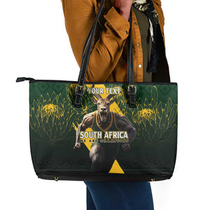 Personalised South Africa Rugby Leather Tote Bag Proud Bokke We Are Champions