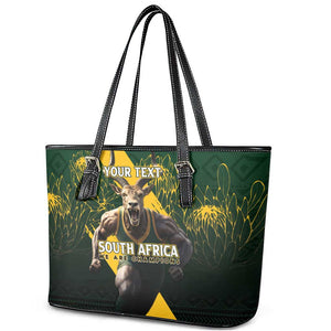 Personalised South Africa Rugby Leather Tote Bag Proud Bokke We Are Champions