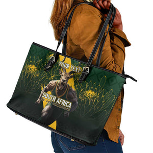 Personalised South Africa Rugby Leather Tote Bag Proud Bokke We Are Champions