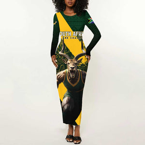 Personalised South Africa Rugby Long Sleeve Bodycon Dress Proud Bokke We Are Champions