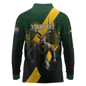 Personalised South Africa Rugby Long Sleeve Polo Shirt Proud Bokke We Are Champions LT7