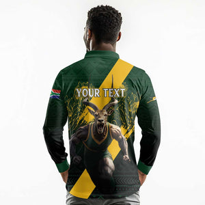 Personalised South Africa Rugby Long Sleeve Polo Shirt Proud Bokke We Are Champions LT7