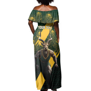 Personalised South Africa Rugby Off Shoulder Maxi Dress Proud Bokke We Are Champions