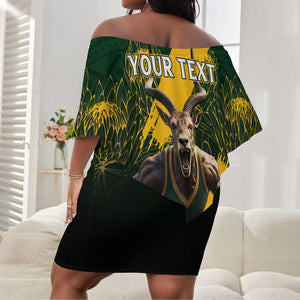 Personalised South Africa Rugby Off Shoulder Short Dress Proud Bokke We Are Champions