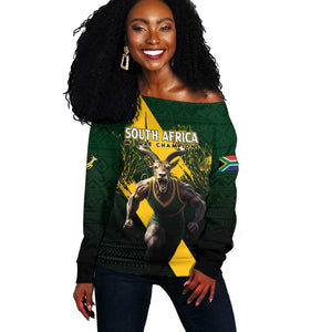 Personalised South Africa Rugby Off Shoulder Sweater Proud Bokke We Are Champions