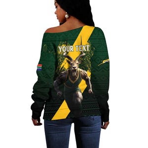 Personalised South Africa Rugby Off Shoulder Sweater Proud Bokke We Are Champions