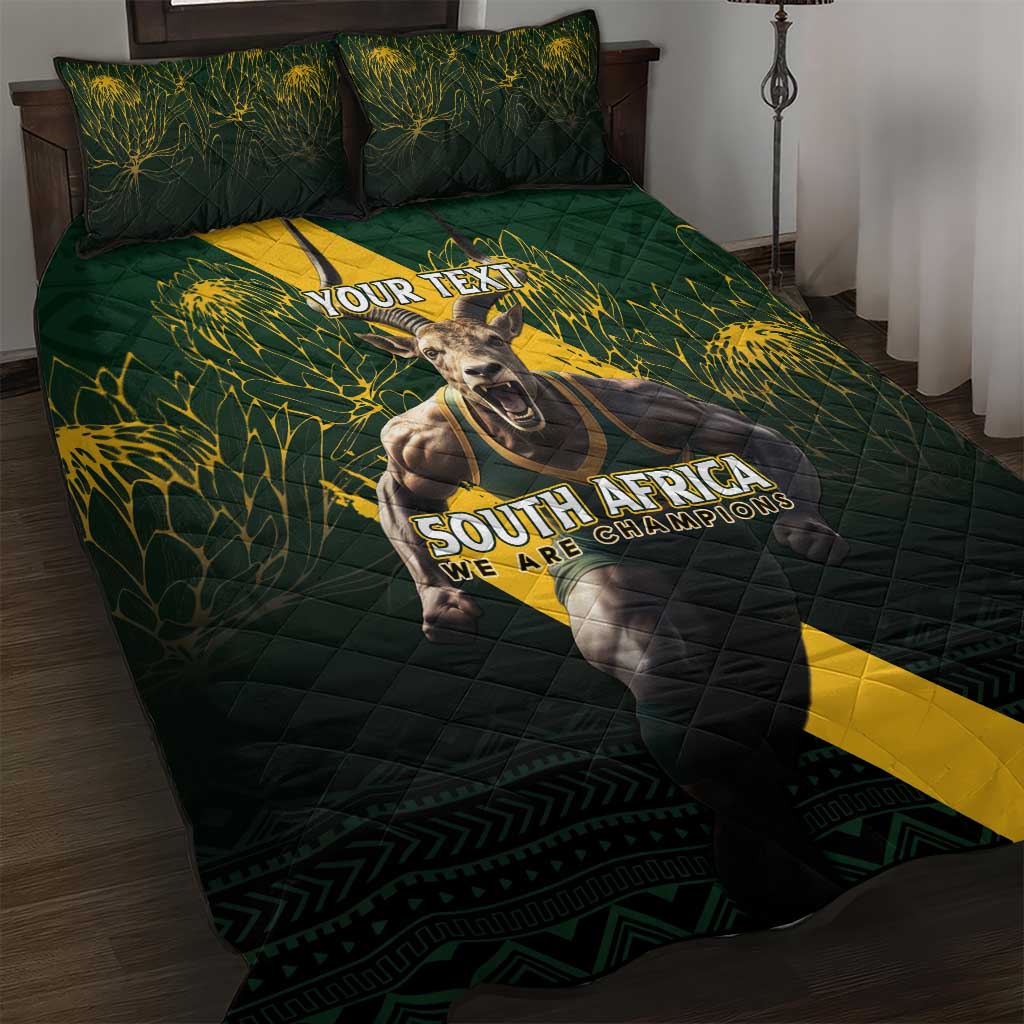 Personalised South Africa Rugby Quilt Bed Set Proud Bokke We Are Champions