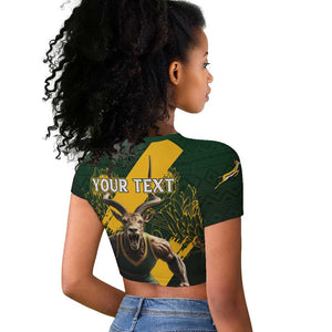 Personalised South Africa Rugby Raglan Cropped T shirt Proud Bokke We Are Champions LT7