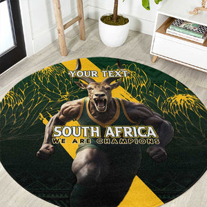 Personalised South Africa Rugby Round Carpet Proud Bokke We Are Champions