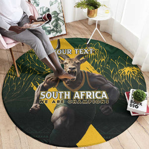 Personalised South Africa Rugby Round Carpet Proud Bokke We Are Champions