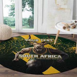 Personalised South Africa Rugby Round Carpet Proud Bokke We Are Champions