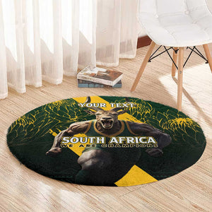 Personalised South Africa Rugby Round Carpet Proud Bokke We Are Champions