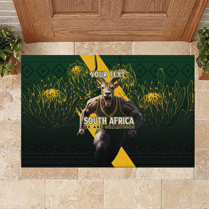 Personalised South Africa Rugby Rubber Doormat Proud Bokke We Are Champions