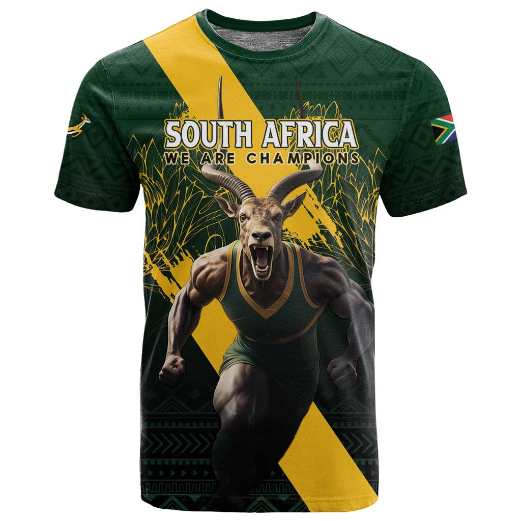 Personalised South Africa Rugby T shirt Proud Bokke We Are Champions