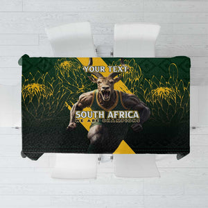 Personalised South Africa Rugby Tablecloth Proud Bokke We Are Champions