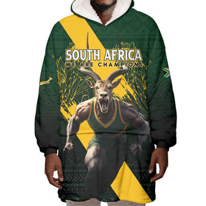 Personalised South Africa Rugby Wearable Blanket Hoodie Proud Bokke We Are Champions