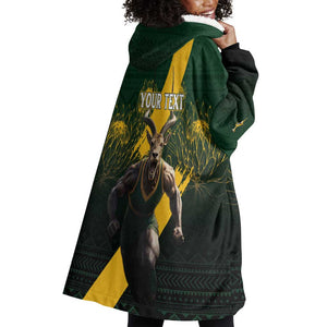 Personalised South Africa Rugby Wearable Blanket Hoodie Proud Bokke We Are Champions