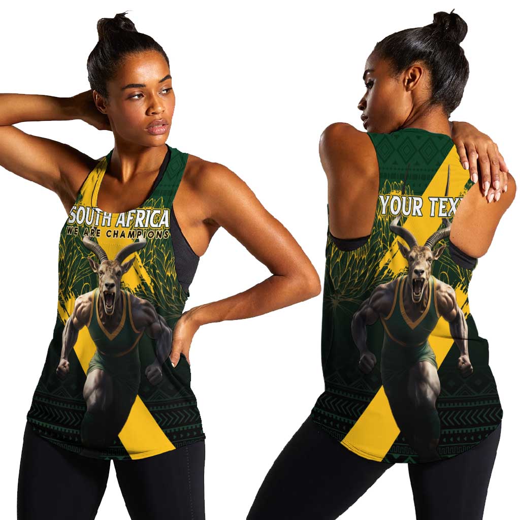 Personalised South Africa Rugby Women Racerback Tank Proud Bokke We Are Champions LT7