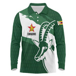 Zimbabwe Rugby Personalized Grunge Long Sleeve Polo Shirt Go Sables - African Pride