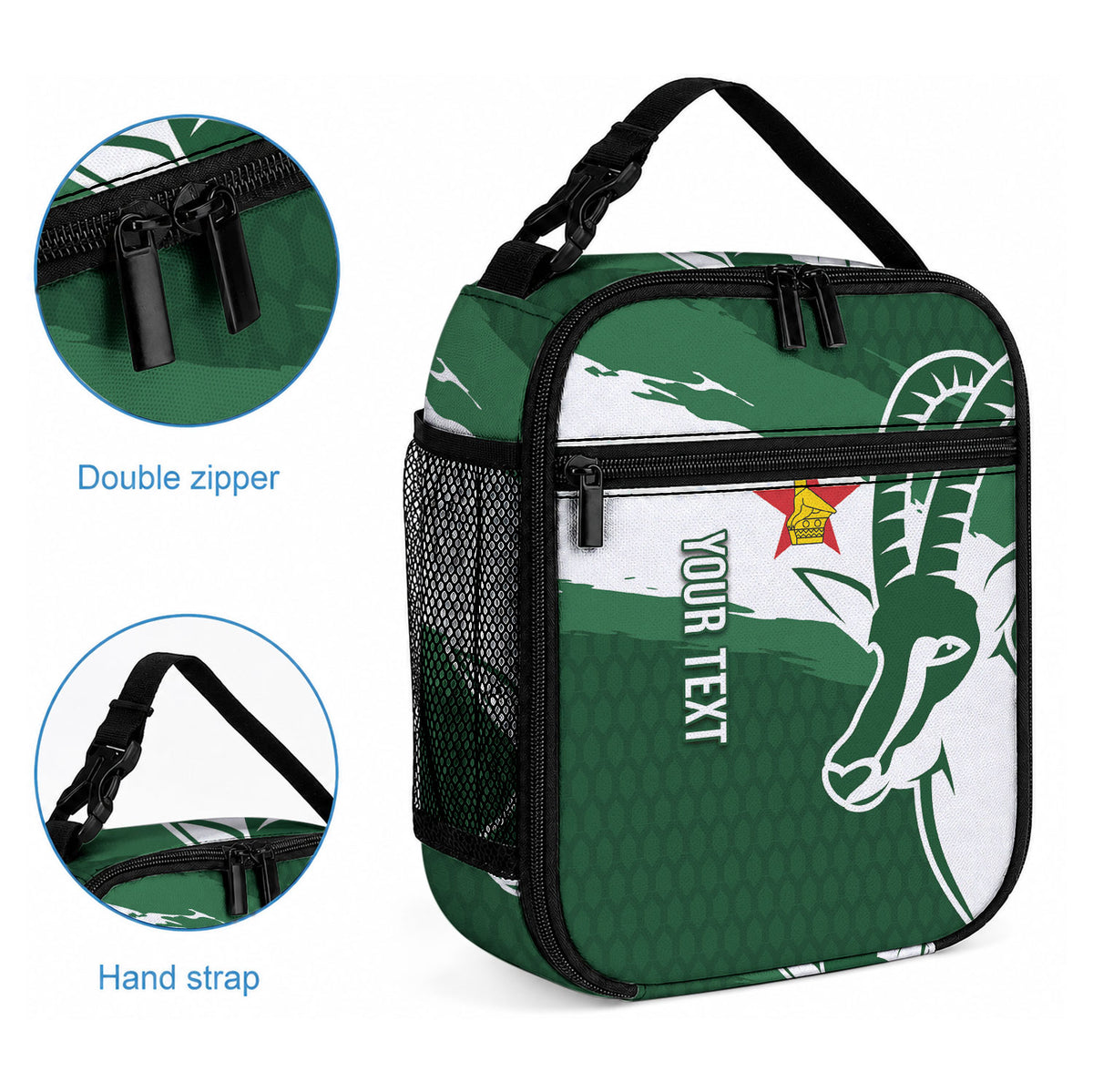 Zimbabwe Rugby Personalized Grunge Lunch Bag GO Sables