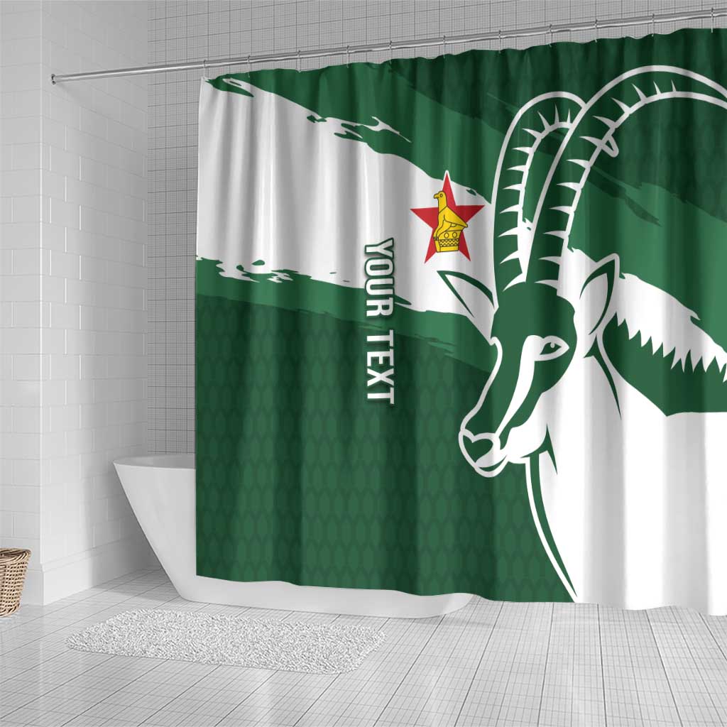 Zimbabwe Rugby Personalized Grunge Shower Curtain Go Sables - African Pride