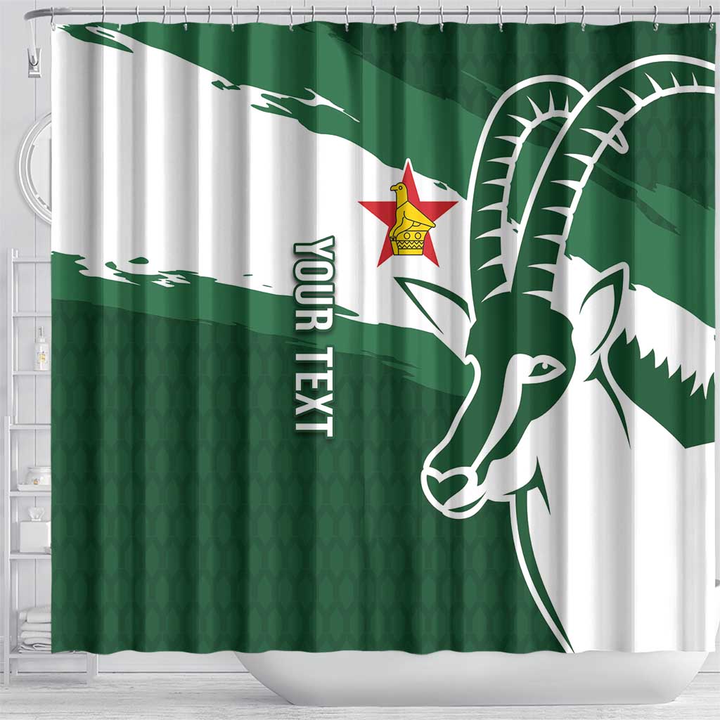 Zimbabwe Rugby Personalized Grunge Shower Curtain Go Sables - African Pride