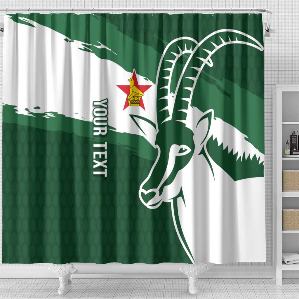 Zimbabwe Rugby Personalized Grunge Shower Curtain Go Sables - African Pride