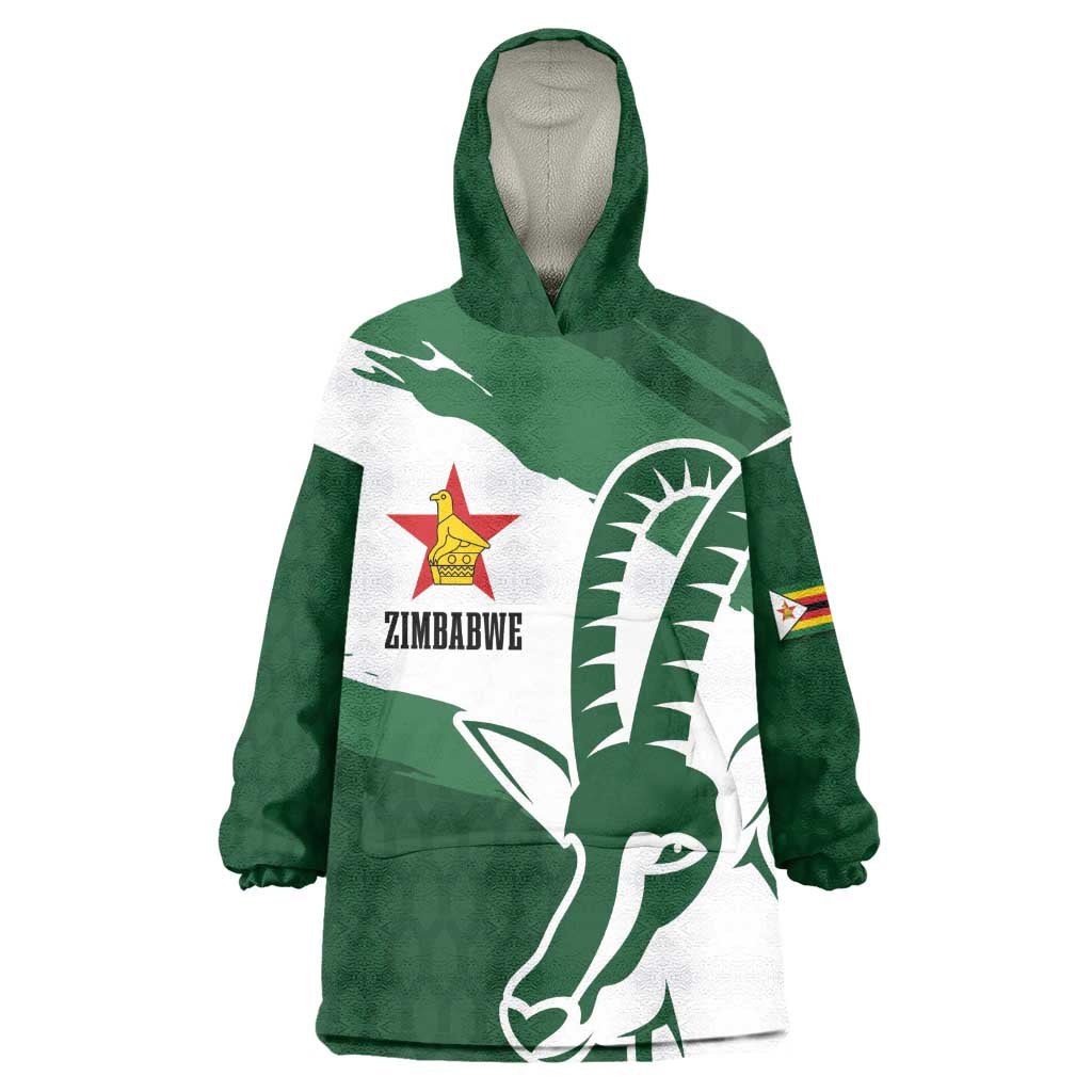 Zimbabwe Rugby Personalized Grunge Wearable Blanket Hoodie Go Sables - African Pride