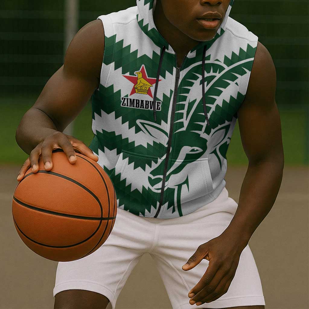 Zimbabwe Rugby The Sables Personalized Sleeveless Zip Hoodie Retro Jersey Inspired - African Pride