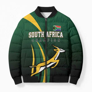 South Africa WC2026 Personalized Bomber Puffer Jacket Springboks Champion