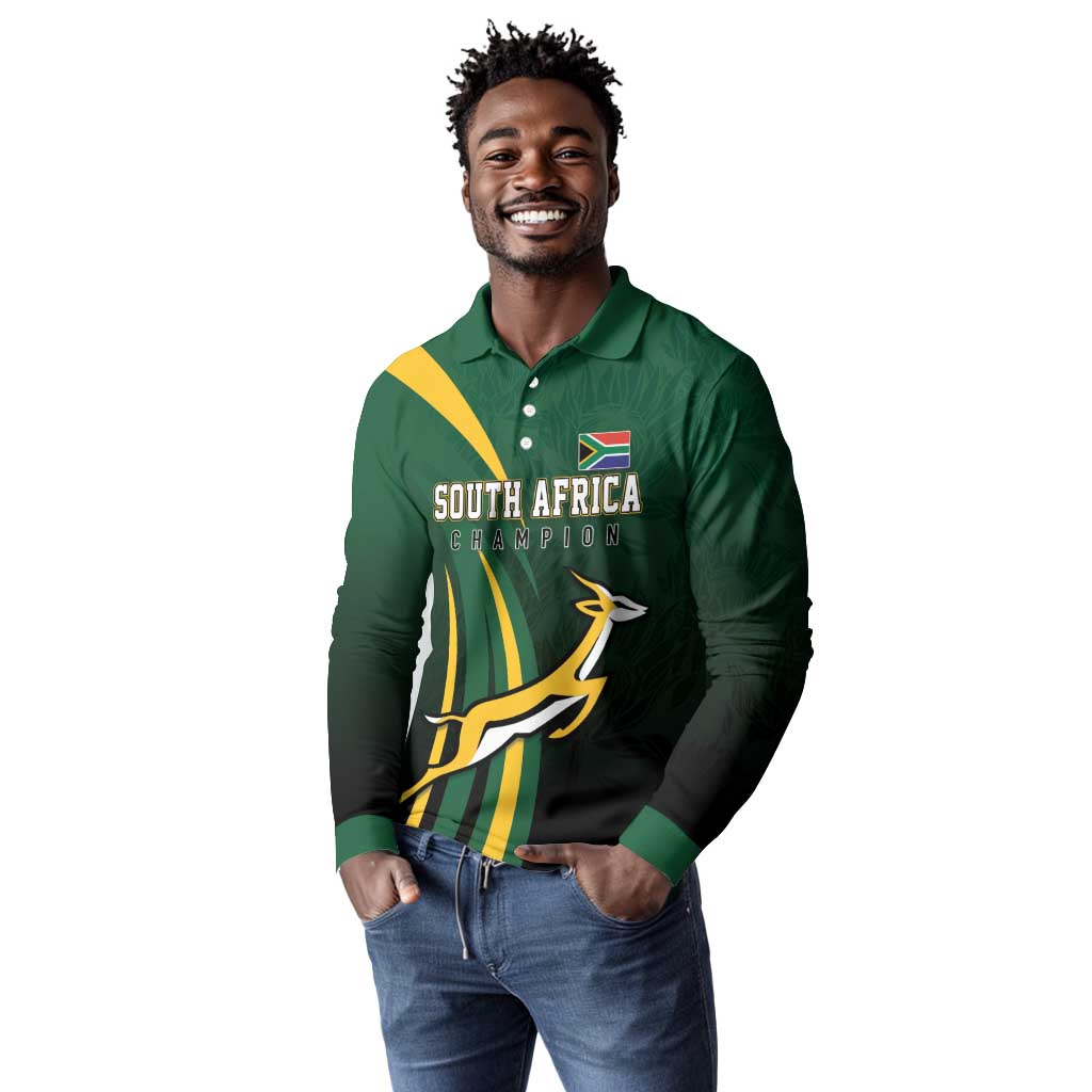 South Africa WC2026 Personalized Long Sleeve Polo Shirt Springboks Champion