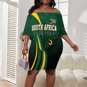 South Africa WC2026 Personalized Off Shoulder Short Dress Springboks Champion