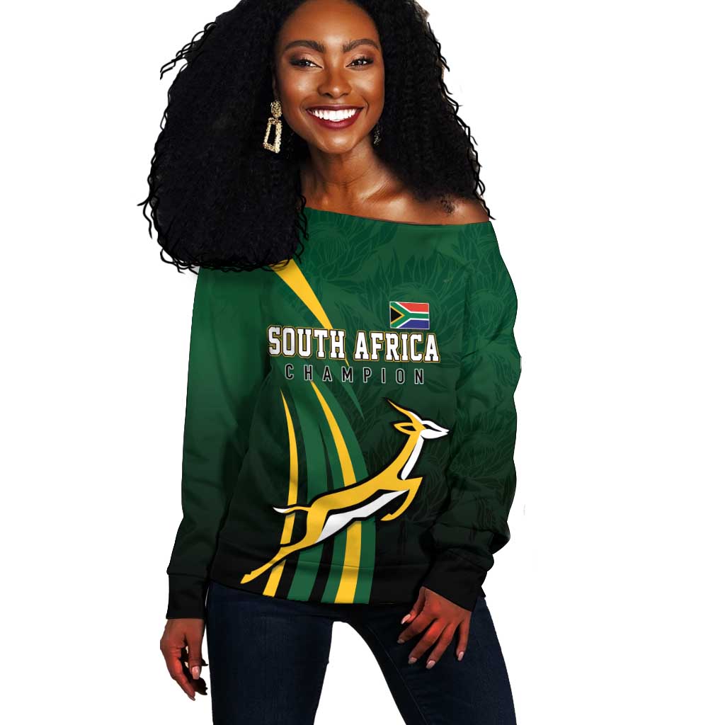 South Africa WC2026 Personalized Off Shoulder Sweater Springboks Champion