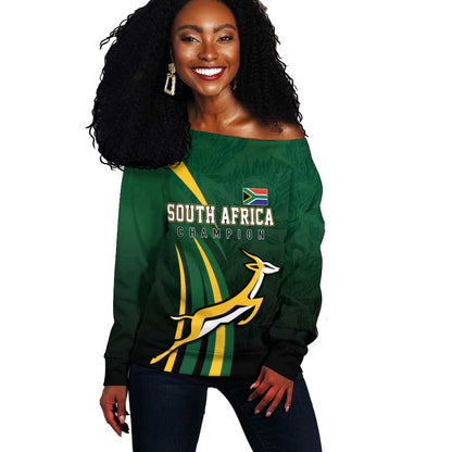 South Africa WC2026 Personalized Off Shoulder Sweater Springboks Champion