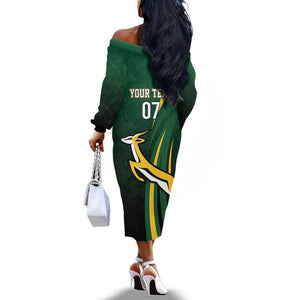 South Africa WC2026 Personalized Off The Shoulder Long Sleeve Dress Springboks Champion
