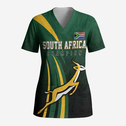 South Africa WC2026 Personalized Scrub Top Springboks Champion