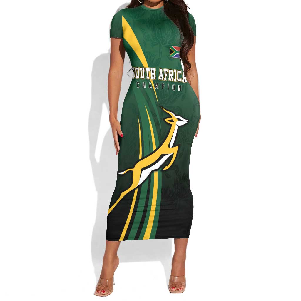 South Africa WC2026 Personalized Short Sleeve Bodycon Dress Springboks Champion