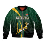 South Africa WC2026 Personalized Sleeve Zip Bomber Jacket Springboks Champion